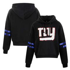 NFL New York Giants Cuce Women's Cropped Sequins Pullover Hoodie
