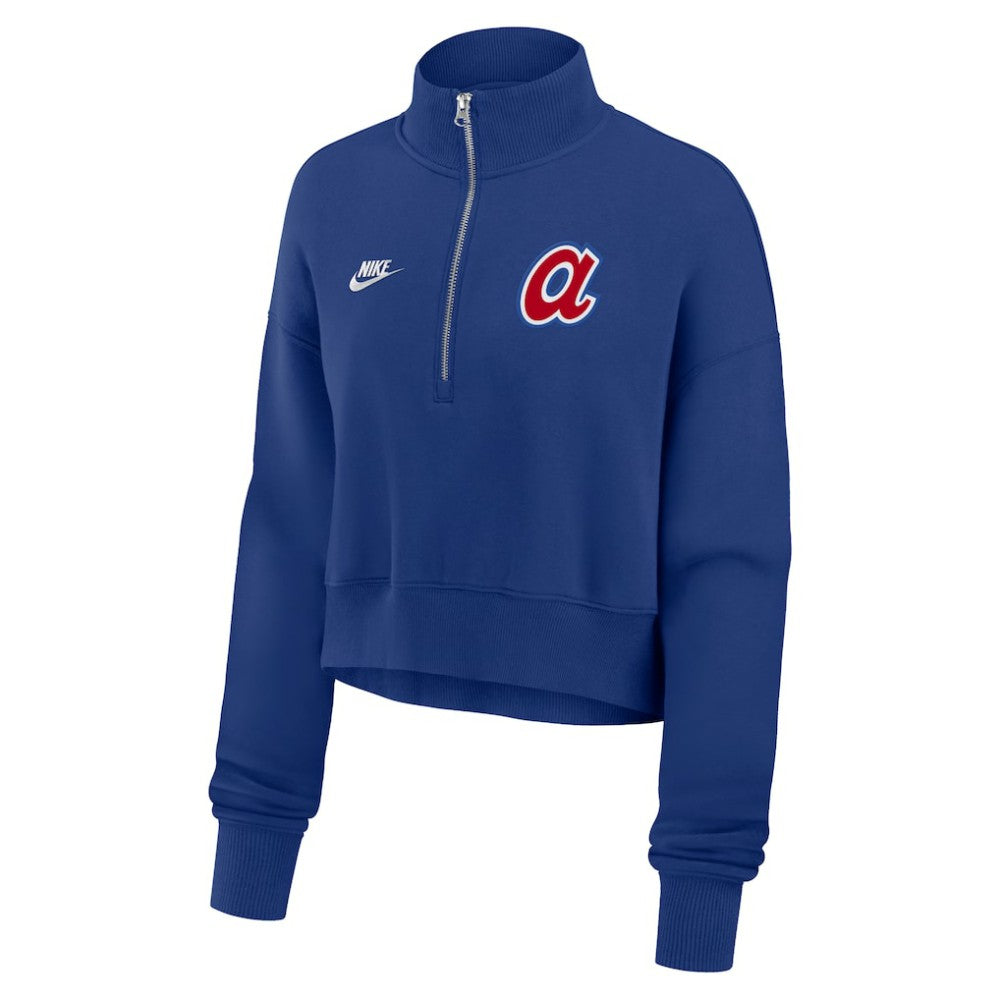 Atlanta Braves Women's Cooperstown Collection Phoenix Fleece Half-Zip Sweatshirt - Royal | Nike