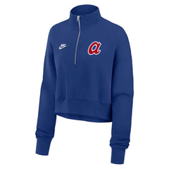 Atlanta Braves Women's Cooperstown Collection Phoenix Fleece Half-Zip Sweatshirt - Royal | Nike