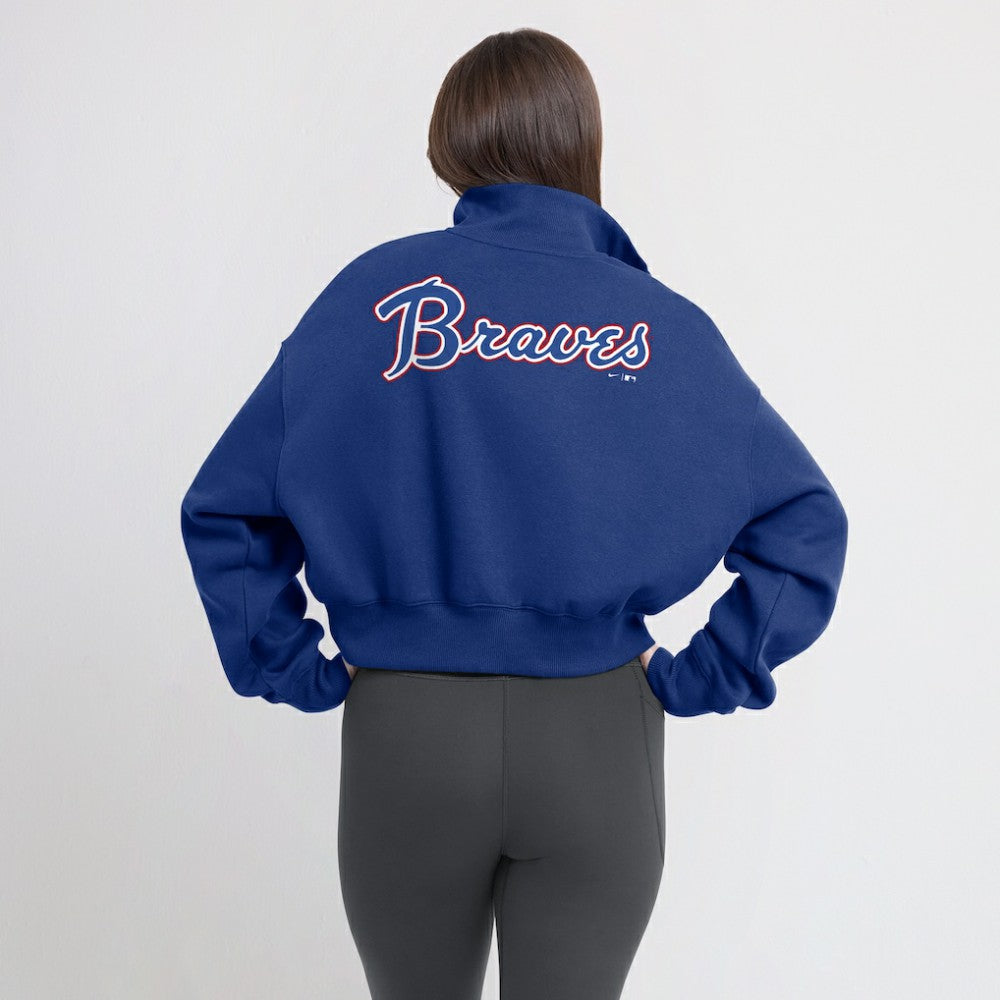 Atlanta Braves Women's Cooperstown Collection Phoenix Fleece Half-Zip Sweatshirt - Royal | Nike