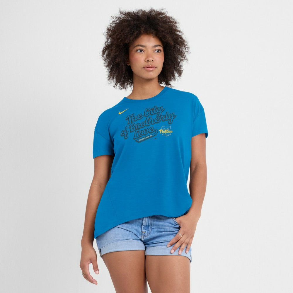 Philadelphia Phillies Women's 2025 City Connect Flowy Fashion Tri-Blend Dri-FIT T-Shirt - Blue | Nike