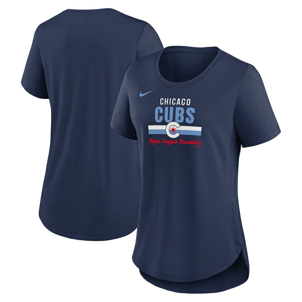 Chicago Cubs Women's City Connect Lockup Tri-Blend T-Shirt - Navy | Nike