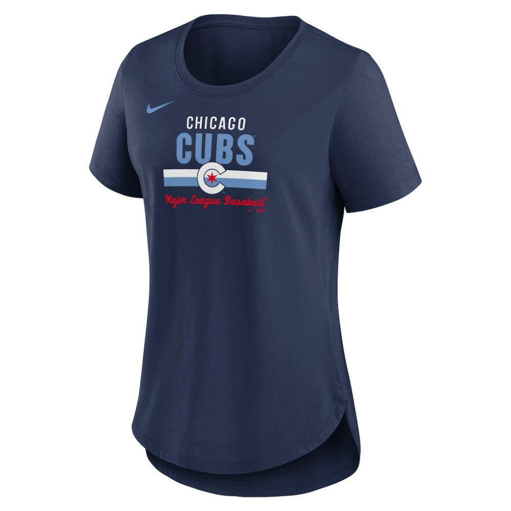 Chicago Cubs Women's City Connect Lockup Tri-Blend T-Shirt - Navy | Nike