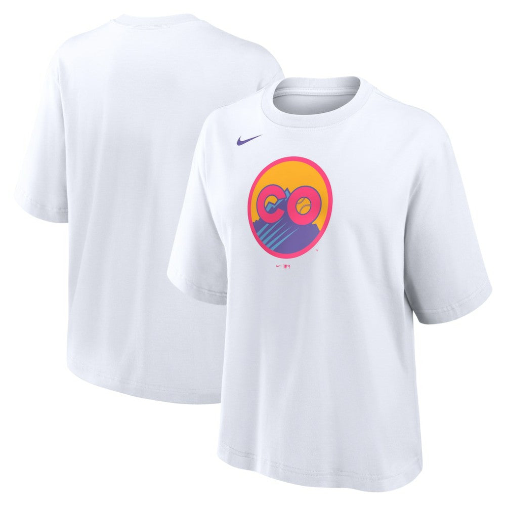 Colorado Rockies Women's 2025 City Connect Logo Boxy T-Shirt - White | Nike
