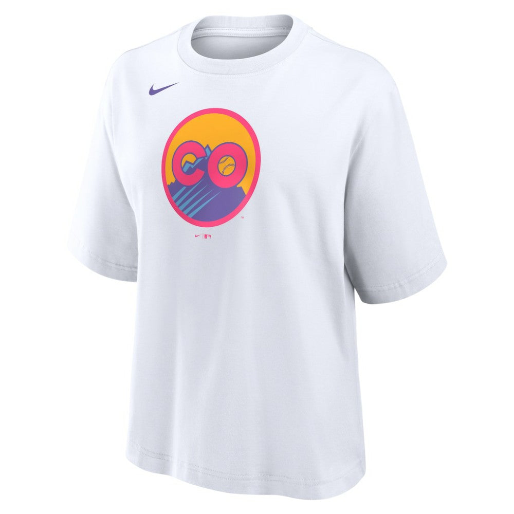 Colorado Rockies Women's 2025 City Connect Logo Boxy T-Shirt - White | Nike