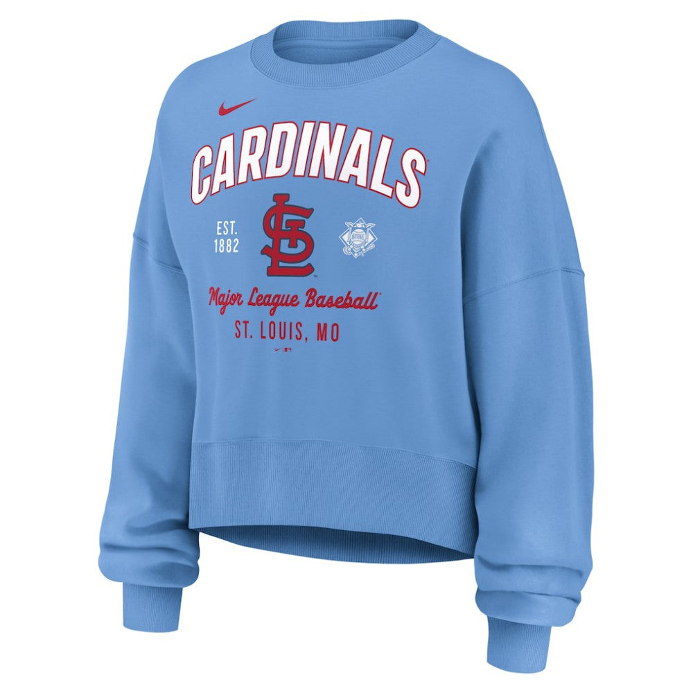 St. Louis Cardinals Women's Oversized High Hip Pullover Sweatshirt - Light Blue | Nike