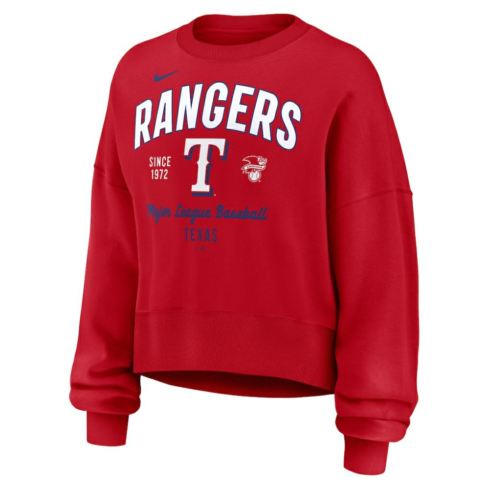 Texas Rangers Women's Oversized High Hip Pullover Sweatshirt - Red | Nike