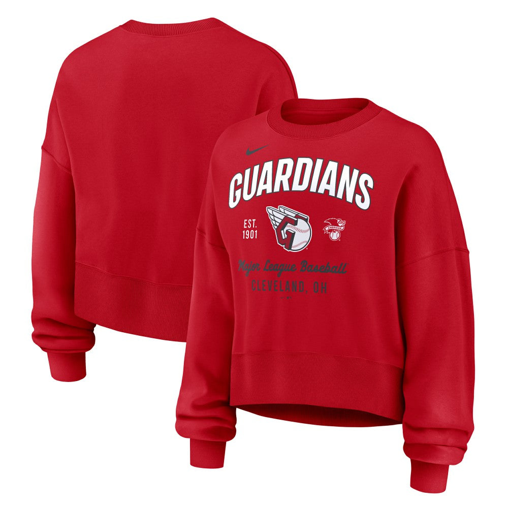 Cleveland Guardians Women's Oversized High Hip Pullover Sweatshirt - Red | Nike
