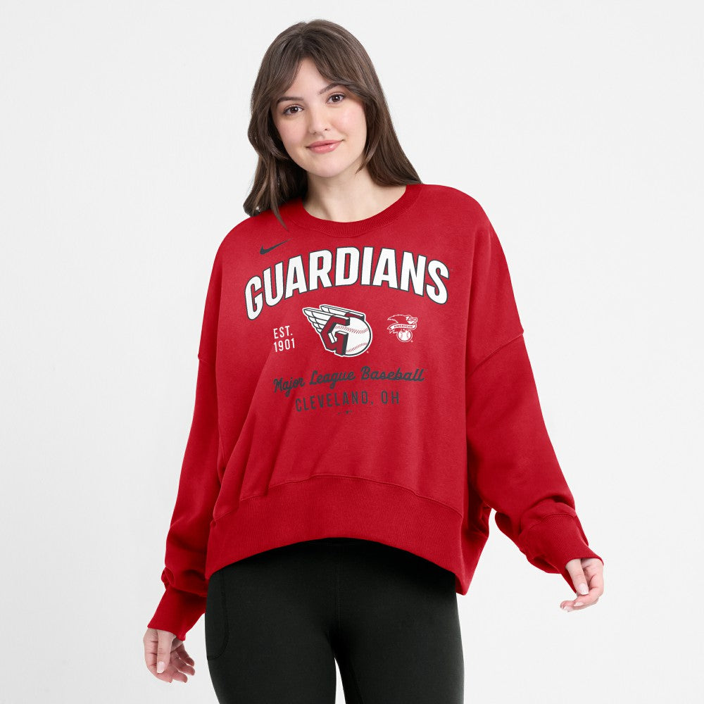 Cleveland Guardians Women's Oversized High Hip Pullover Sweatshirt - Red | Nike