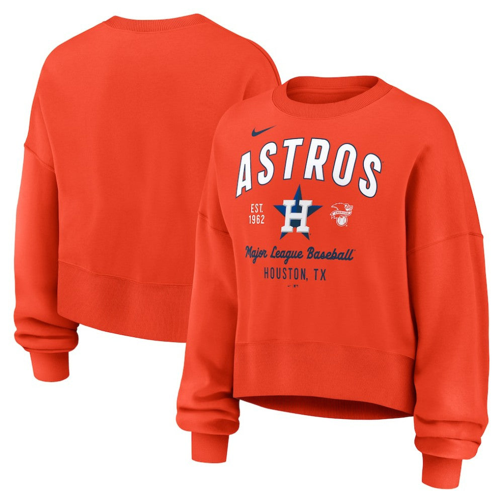 Houston Astros Women's Oversized High Hip Pullover Sweatshirt - Orange | Nike