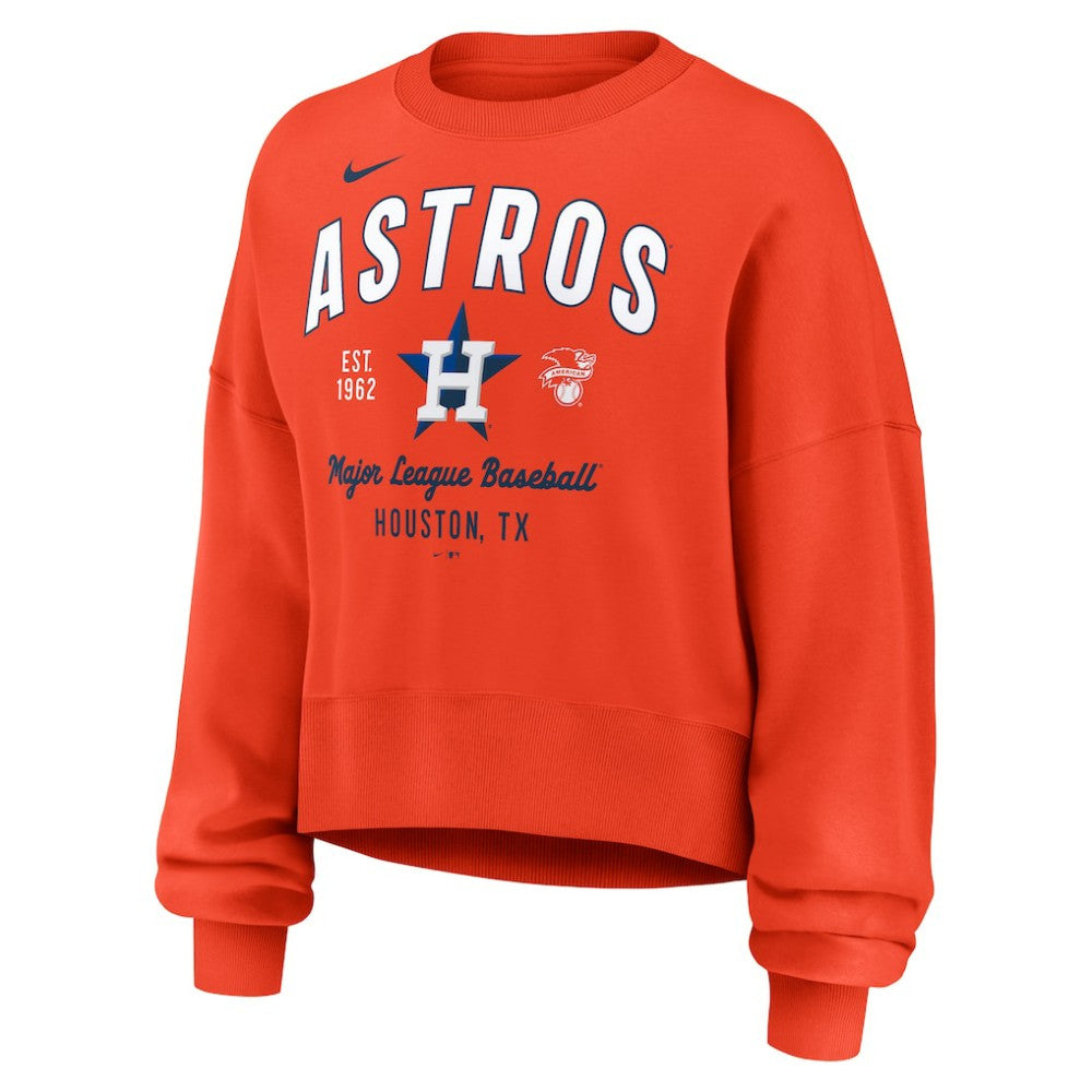 Houston Astros Women's Oversized High Hip Pullover Sweatshirt - Orange | Nike