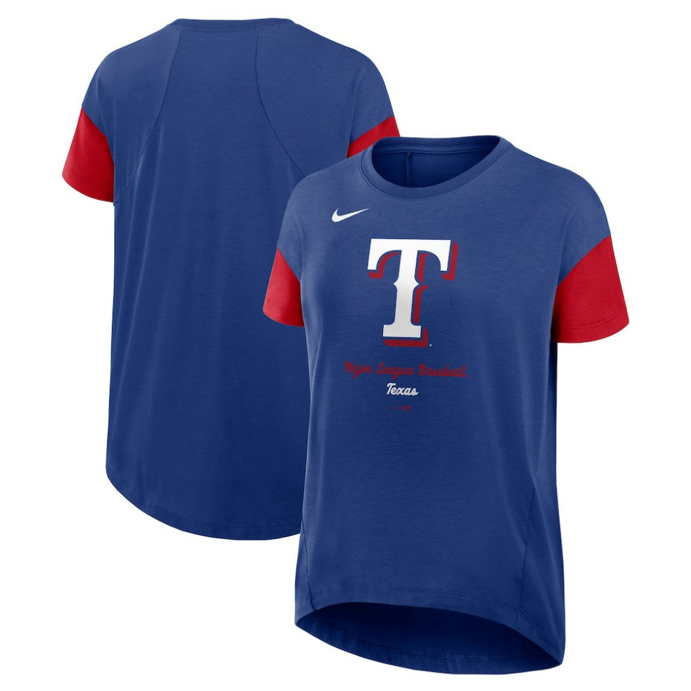 Texas Rangers Women's Flowy Fashion Tri-Blend Dri-FIT T-Shirt - Royal | Nike