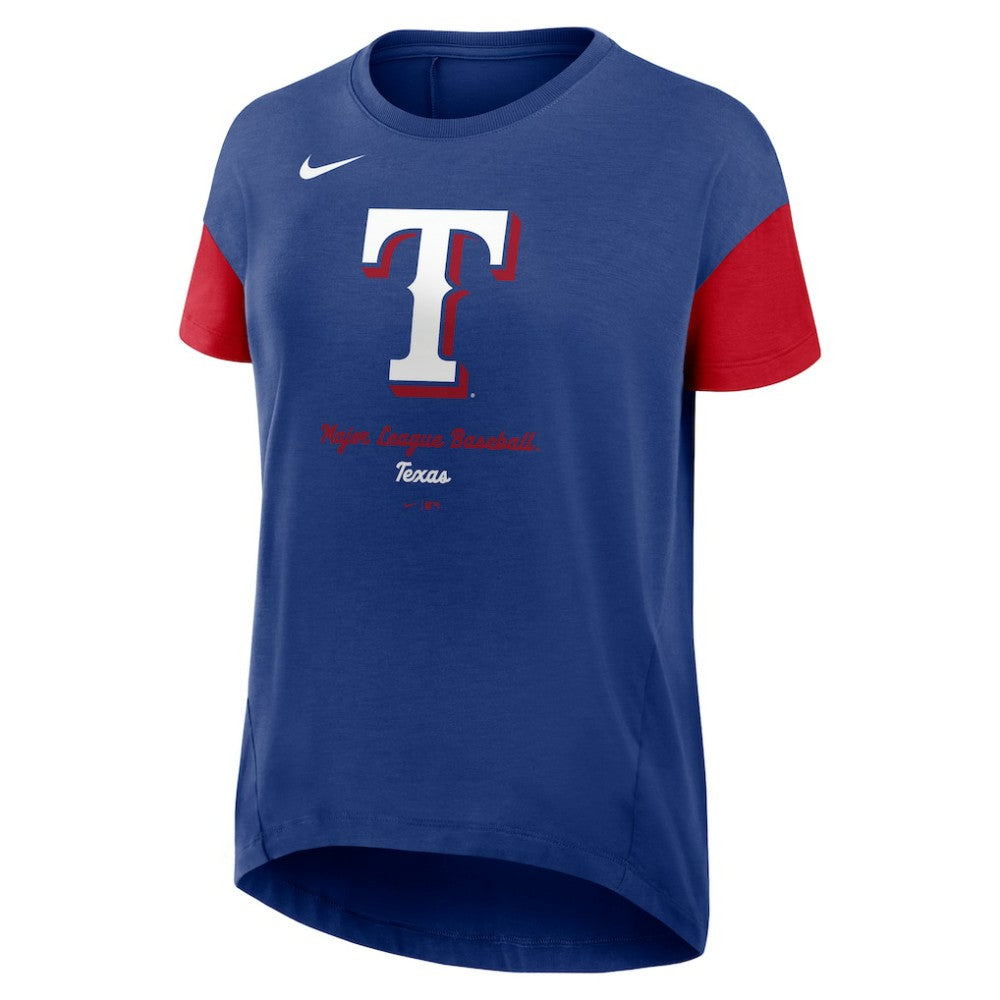 Texas Rangers Women's Flowy Fashion Tri-Blend Dri-FIT T-Shirt - Royal | Nike