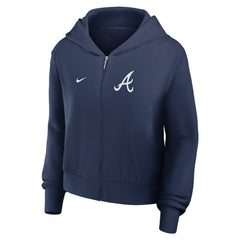 Atlanta Braves Women's Cropped Chill Full-Zip Hoodie - Navy | Nike