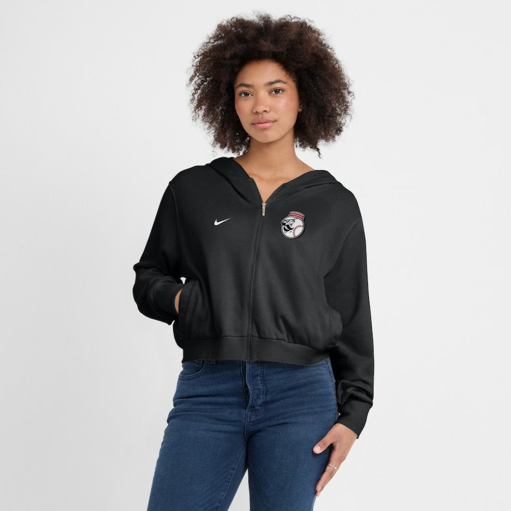 Cincinnati Reds Women's Cropped Chill Full-Zip Hoodie - Black | Nike