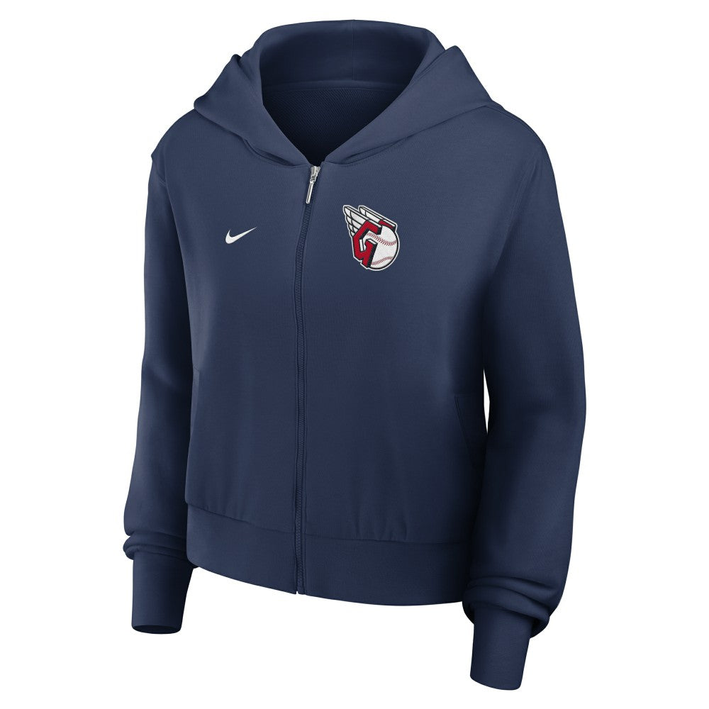 Cleveland Guardians Women's Cropped Chill Full-Zip Hoodie - Navy | Nike