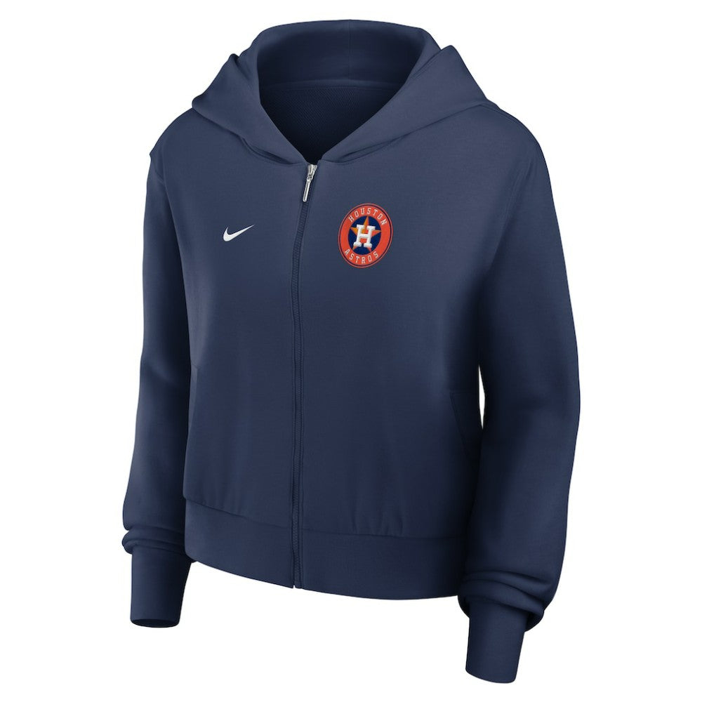 Houston Astros Women's Cropped Chill Full-Zip Hoodie - Navy | Nike