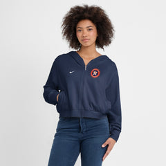 Houston Astros Women's Cropped Chill Full-Zip Hoodie - Navy | Nike
