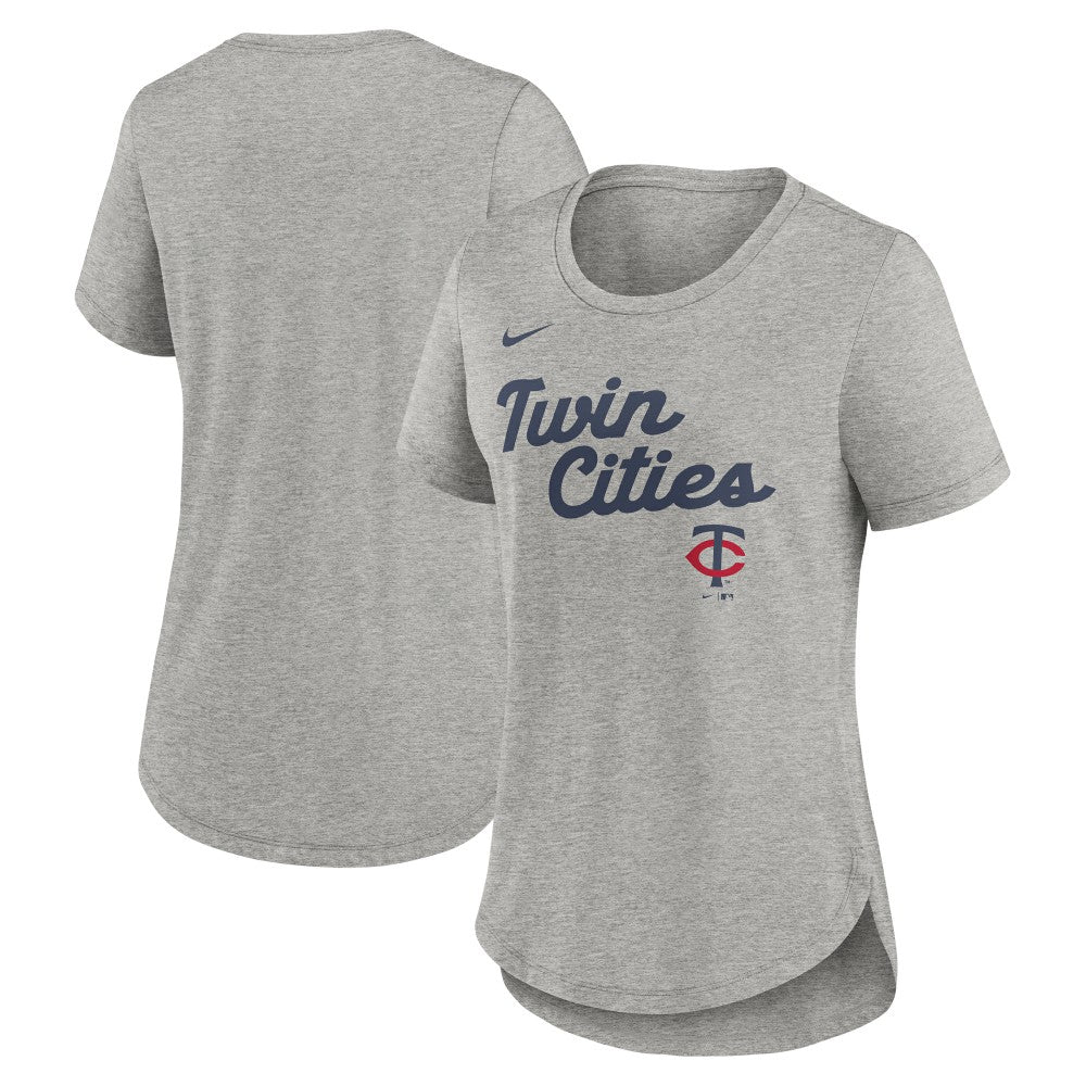 Minnesota Twins Women's Script Tri-Blend T-Shirt - Heather Gray | Nike