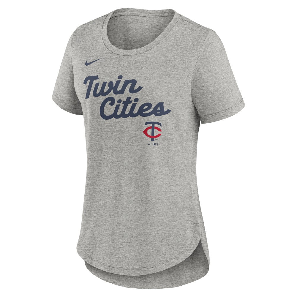 Minnesota Twins Women's Script Tri-Blend T-Shirt - Heather Gray | Nike