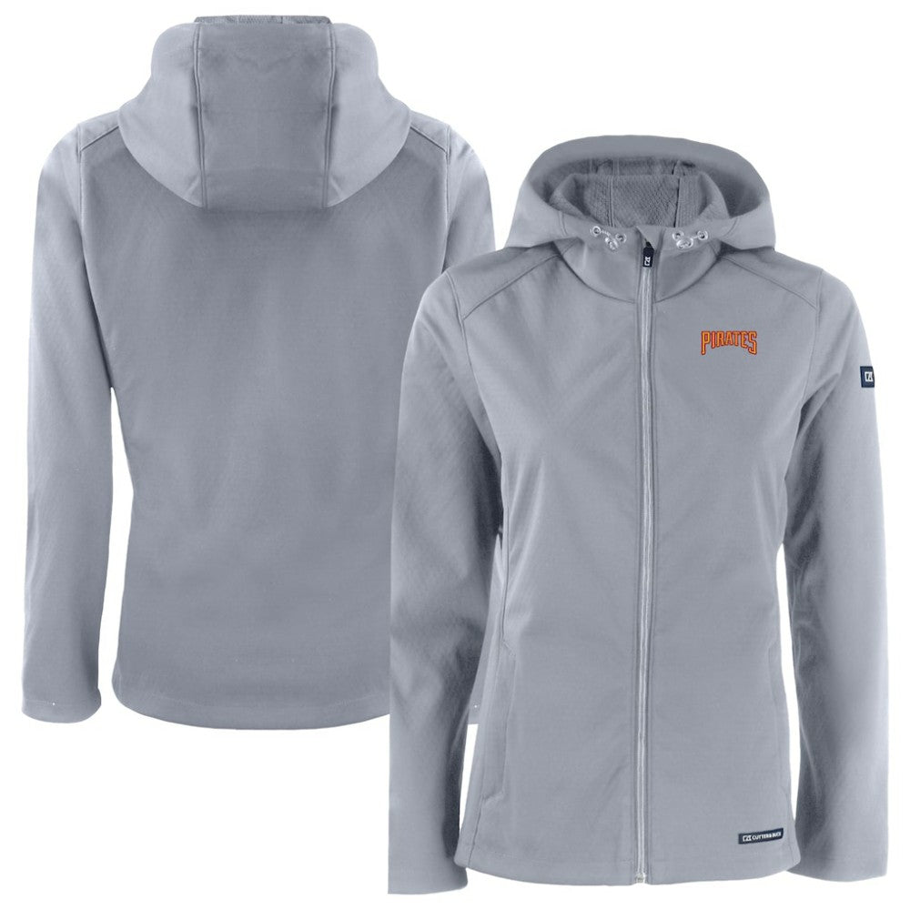 Pittsburgh Pirates Cutter & Buck Women's Evoke Eco Softshell Recycled Full-Zip Jacket - Gray
