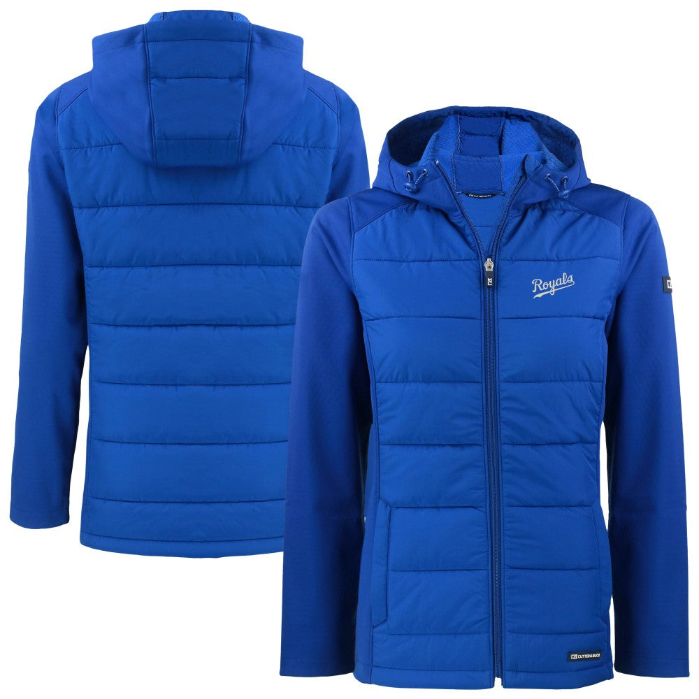 Kansas City Royals Cutter & Buck Women's  Evoke Hybrid Eco Softshell Recycled Full-Zip Hoodie Jacket - Royal
