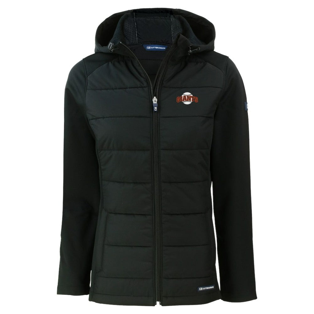 San Francisco Giants Cutter & Buck Women's  Evoke Hybrid Eco Softshell Recycled Full-Zip Hoodie Jacket - Black