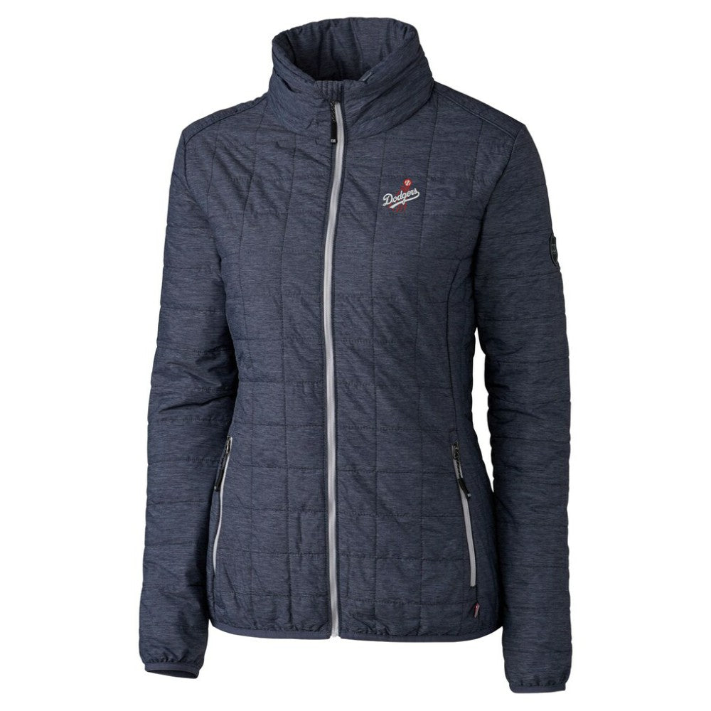 Los Angeles Dodgers Cutter & Buck Women's Rainier PrimaLoft Eco Insulated Full-Zip Puffer Jacket - Anthracite