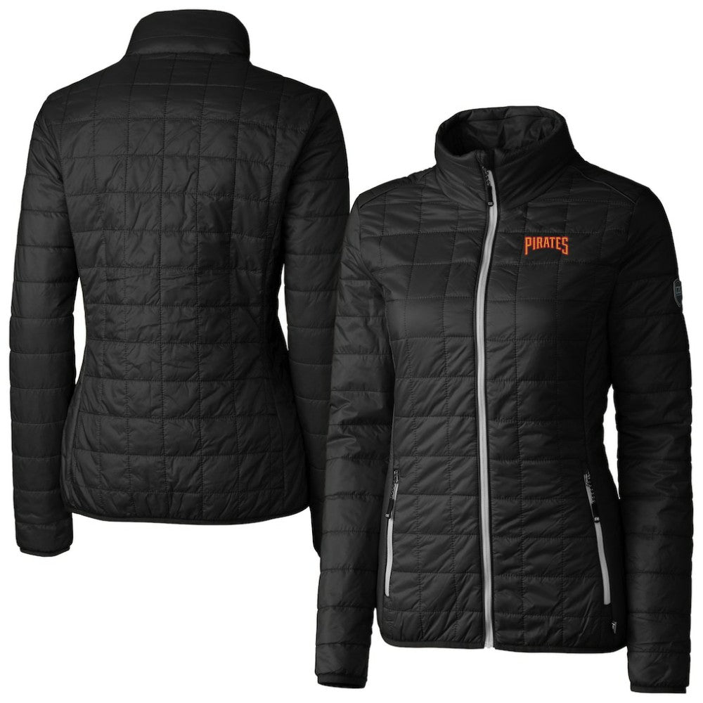 Pittsburgh Pirates Cutter & Buck Women's Rainier PrimaLoft Eco Insulated Full-Zip Puffer Jacket - Black