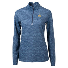 Seattle Mariners Cutter & Buck Women's  Traverse Camo Print Stretch Quarter-Zip Top - Navy
