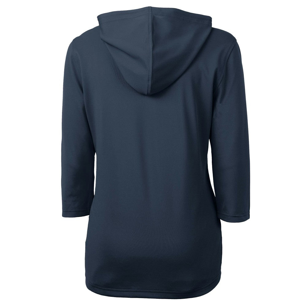 Cleveland Guardians Cutter & Buck Women's  DryTec Virtue Eco Pique Recycled 3/4-Sleeve Half-Zip Pullover Hoodie - Navy