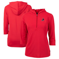 St. Louis Cardinals Cutter & Buck Women's Cooperstown Collection DryTec Virtue Eco Pique Recycled 3/4-Sleeve Half-Zip Pullover Hoodie - Red