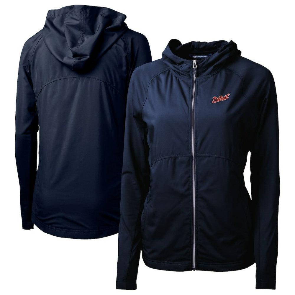 Detroit Tigers Cutter & Buck Women's  Adapt Eco Knit Hybrid Recycled Full-Zip Hoodie - Navy