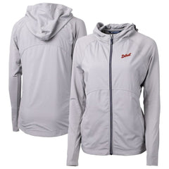 Detroit Tigers Cutter & Buck Women's  Adapt Eco Knit Hybrid Recycled Full-Zip Hoodie - Gray