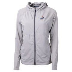 Los Angeles Dodgers Cutter & Buck Women's  Adapt Eco Knit Hybrid Recycled Full-Zip Hoodie - Gray