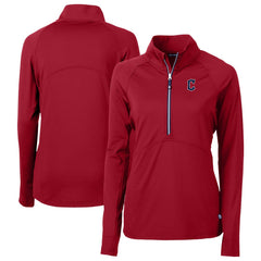 Cleveland Guardians Cutter & Buck Women's  DryTec Adapt Eco Knit Stretch Recycled Raglan Half-Zip Top - Red
