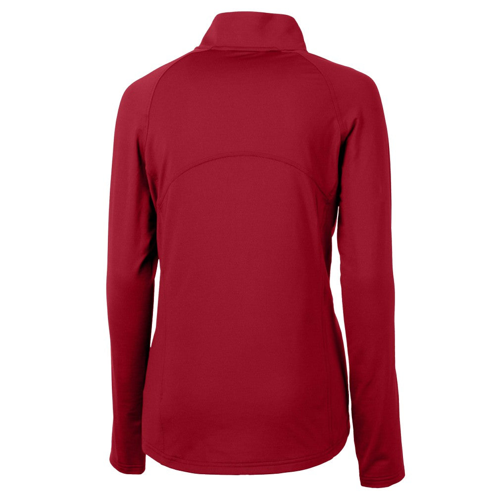 Cleveland Guardians Cutter & Buck Women's  DryTec Adapt Eco Knit Stretch Recycled Raglan Half-Zip Top - Red