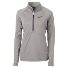 Detroit Tigers Cutter & Buck Women's  DryTec Adapt Eco Knit Stretch Recycled Raglan Half-Zip Top - Gray