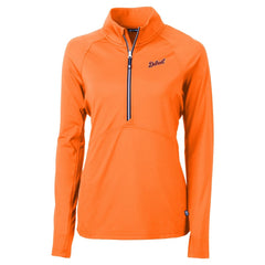 Detroit Tigers Cutter & Buck Women's  DryTec Adapt Eco Knit Stretch Recycled Raglan Half-Zip Top - Orange