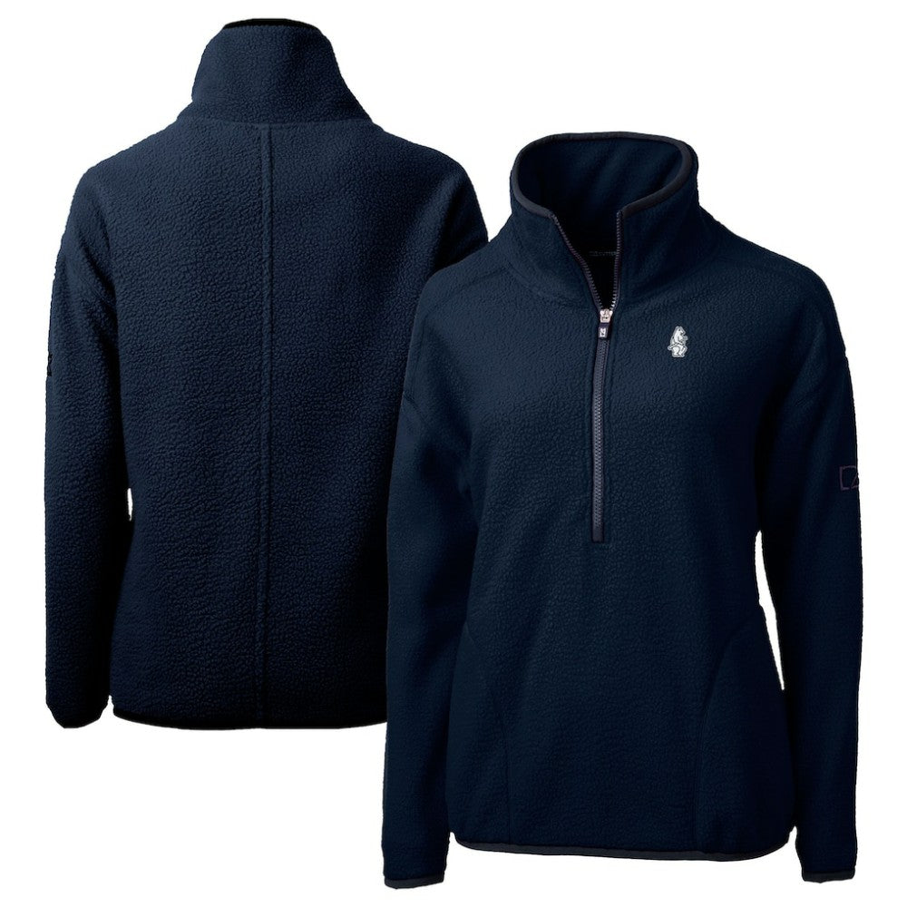 Chicago Cubs Cutter & Buck Women's Cooperstown Collection Cascade Eco Sherpa Fleece Half-Zip Pullover Jacket - Navy