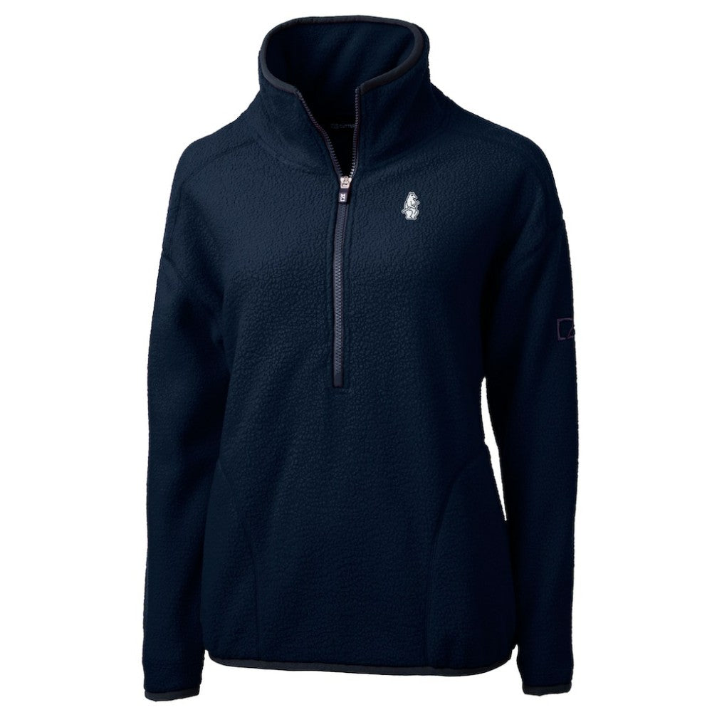 Chicago Cubs Cutter & Buck Women's Cooperstown Collection Cascade Eco Sherpa Fleece Half-Zip Pullover Jacket - Navy