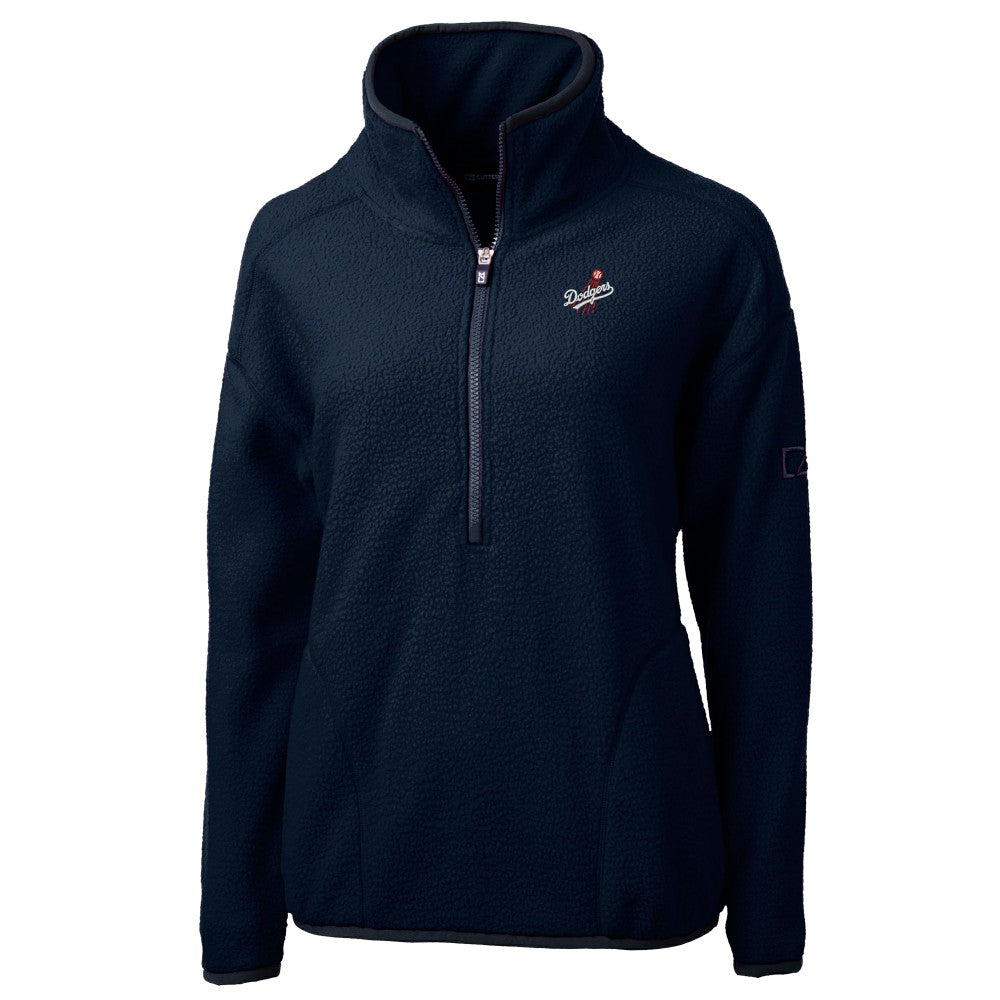 Los Angeles Dodgers Cutter & Buck Women's  Cascade Eco Sherpa Fleece Half-Zip Pullover Jacket - Navy