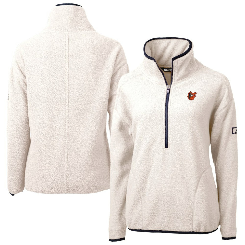 Baltimore Orioles Cutter & Buck Women's  Cascade Eco Sherpa Fleece Half-Zip Pullover Jacket - Cream