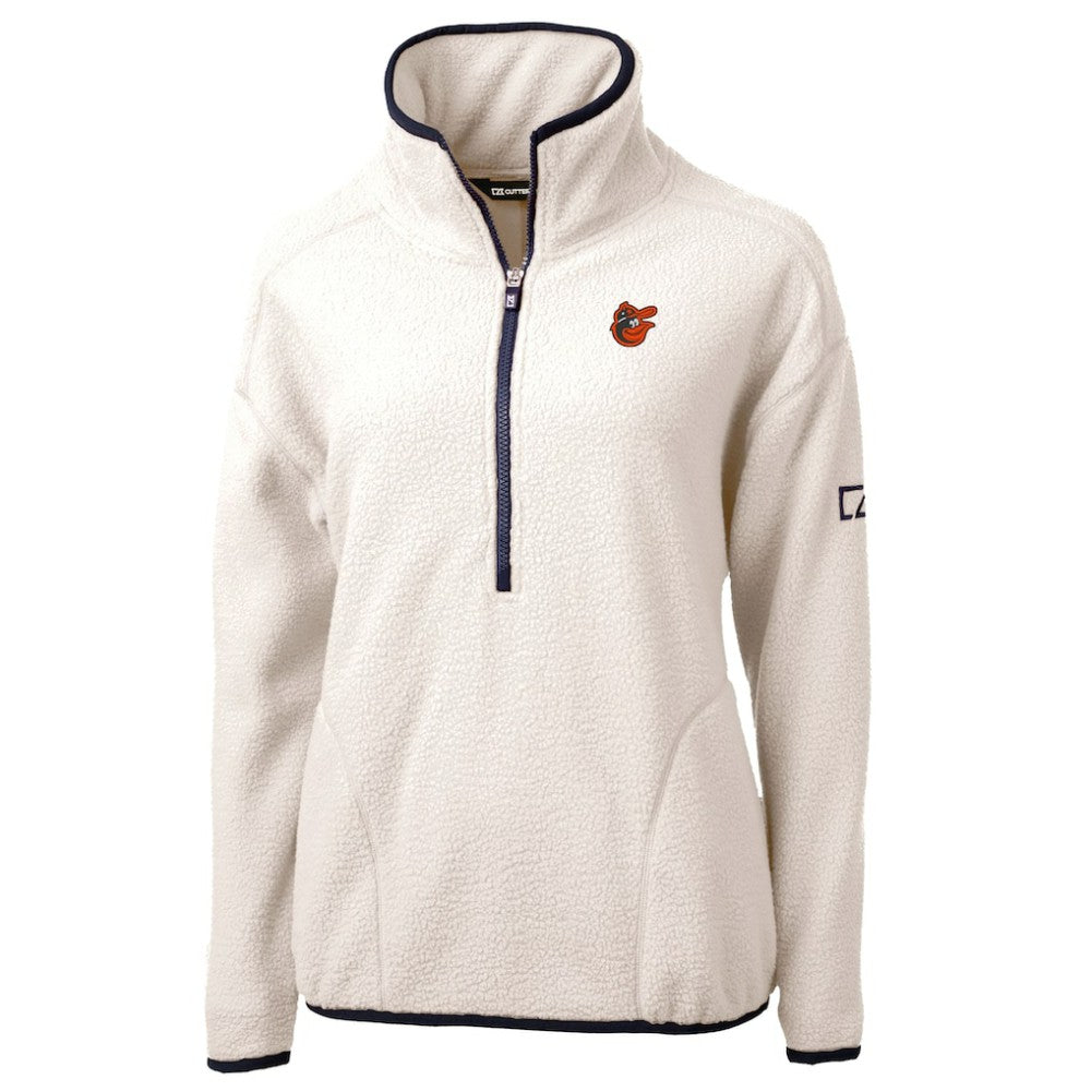 Baltimore Orioles Cutter & Buck Women's  Cascade Eco Sherpa Fleece Half-Zip Pullover Jacket - Cream