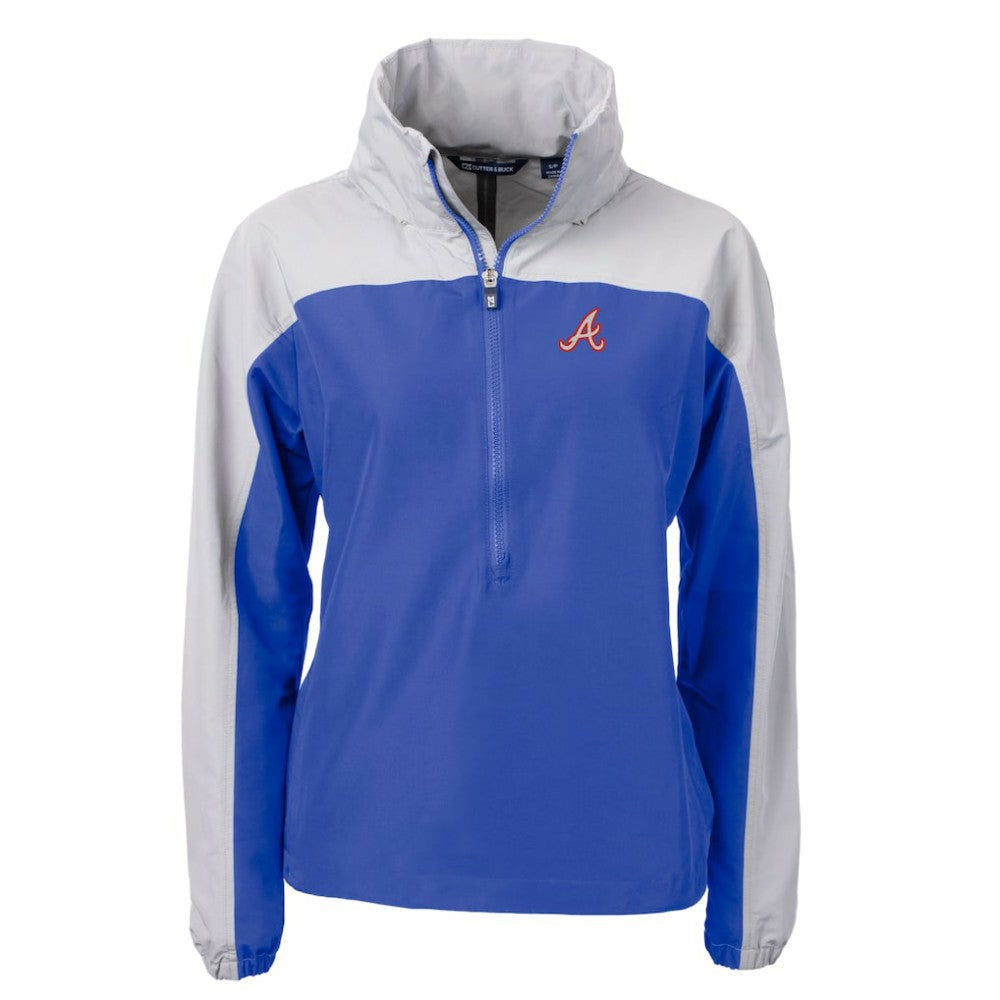 Atlanta Braves Cutter & Buck Women's  Charter Eco Recycled Half-Zip Anorak Jacket - Royal