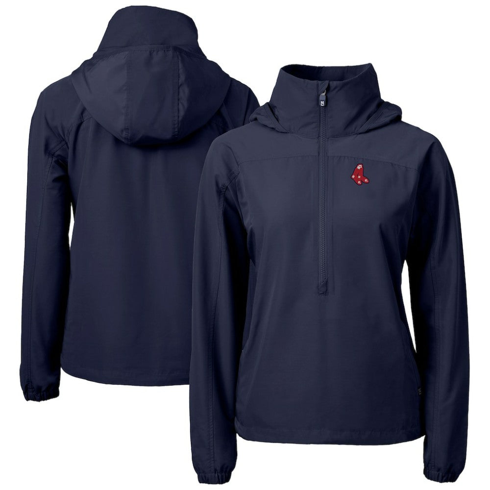 Boston Red Sox Cutter & Buck Women's  Charter Eco Recycled Half-Zip Anorak Jacket - Navy