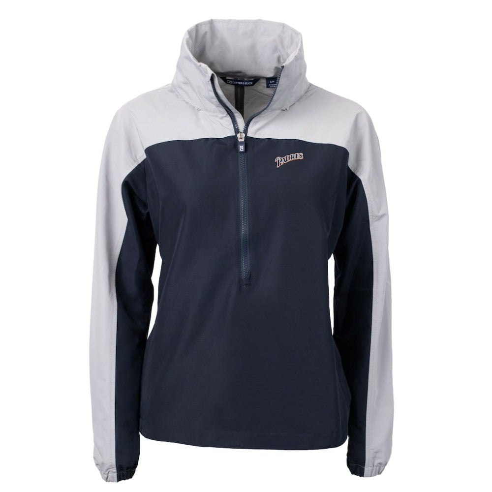 San Diego Padres Cutter & Buck Women's Cooperstown Collection Charter Eco Recycled Half-Zip Anorak Jacket - Navy