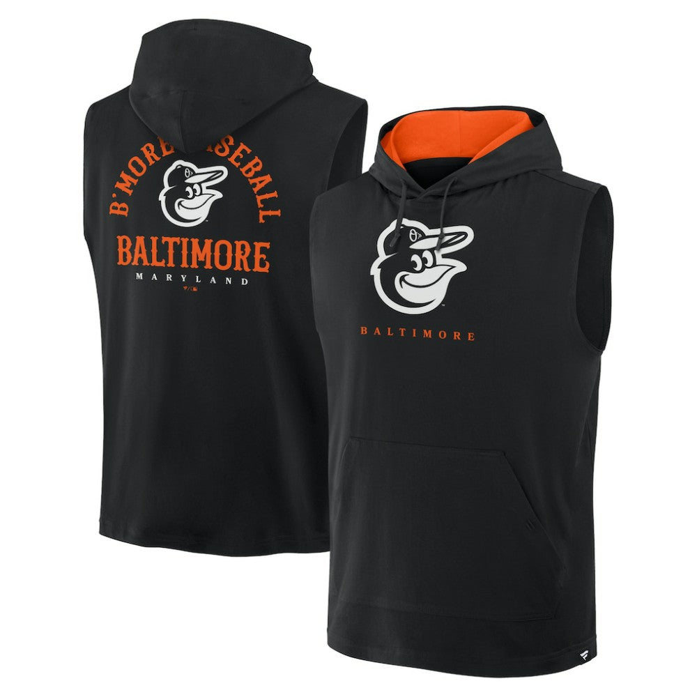 Baltimore Orioles Fire Speed Sleeveless Pullover Hoodie - Black