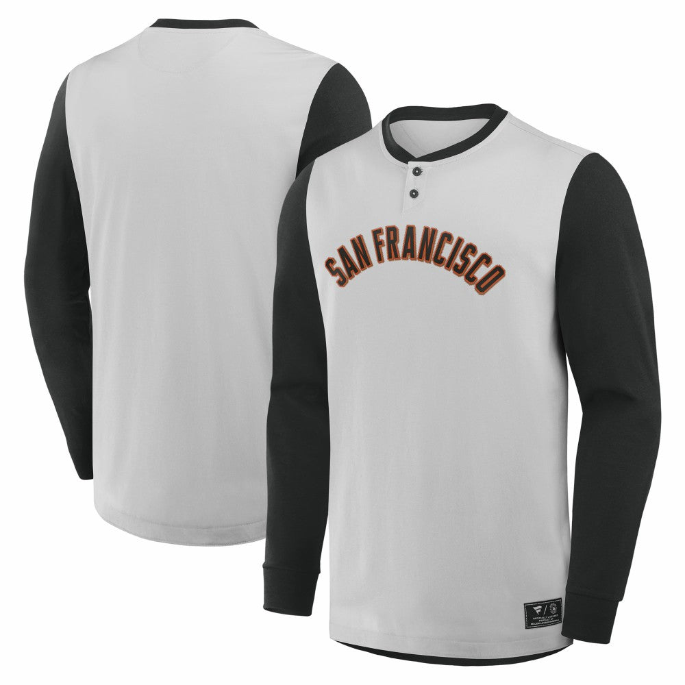 San Francisco Giants Clubhouse Long Sleeve Henley Shirt - Gray/Black