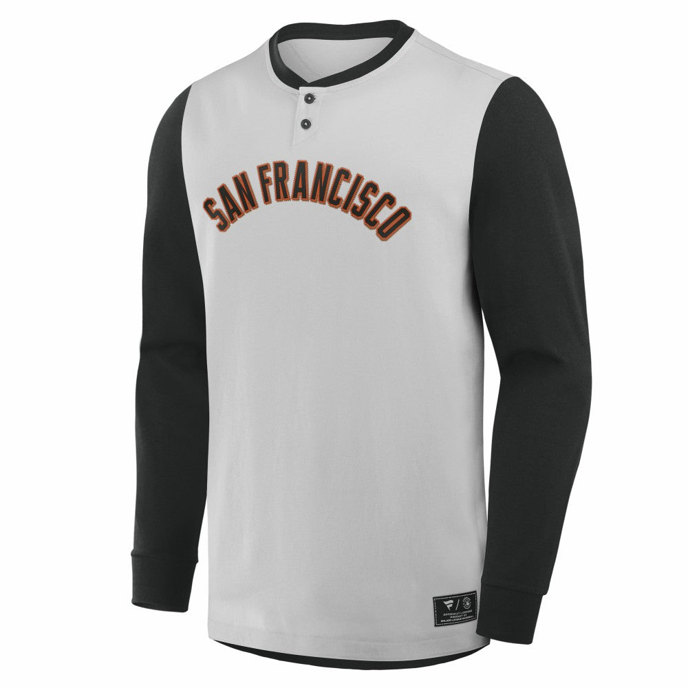 San Francisco Giants Clubhouse Long Sleeve Henley Shirt - Gray/Black